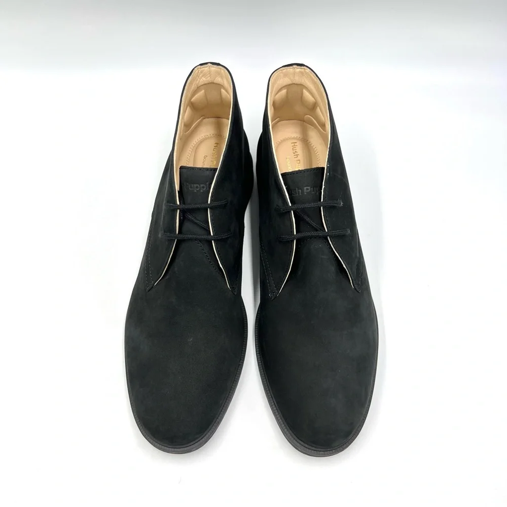 Hush Puppies Womens Size 8.5 Bailey Chukka 2 Black Nubuck Leather‎ Boots NEW